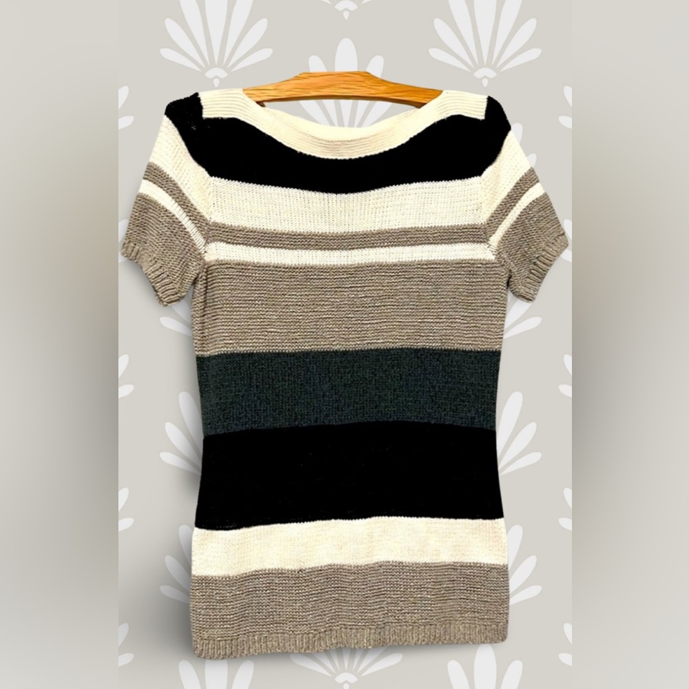 Ann Taylor short sleeve neutral stripe sweater
